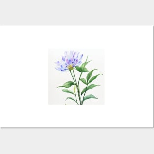 Blue Watercolor Flower - Spotted Posters and Art